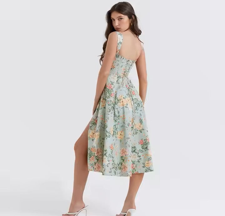 A-line Slit Dress Europe Ladies Casual Slit Dress